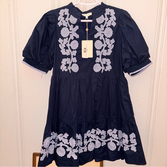 entro Dresses & Skirts - NWT entro Women’s Medium Magic Moment Navy Mini Dress embroidered